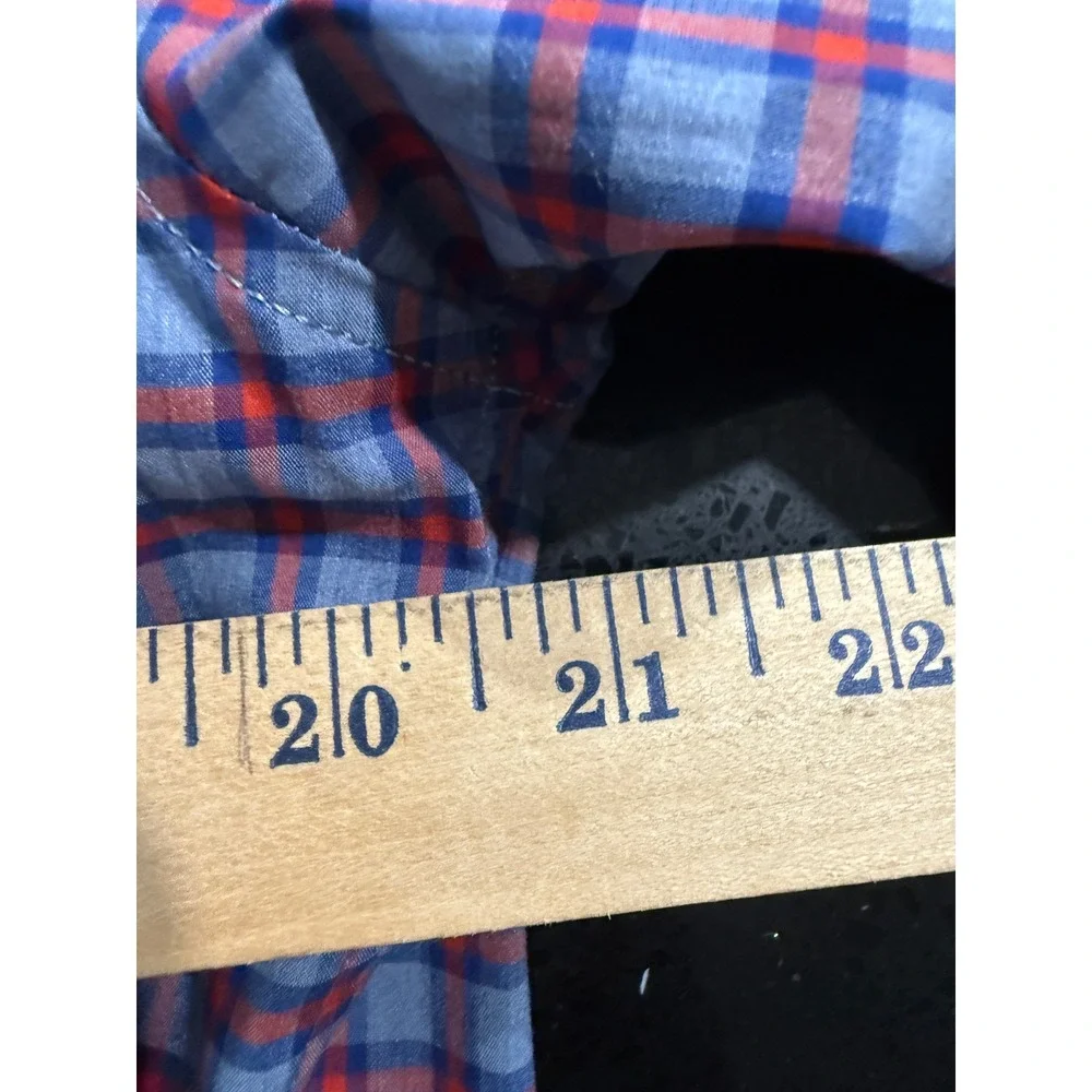 Banana Republic Tech Stretch Cotton Plaid Button Down Shirt Mens Medium Blue Red